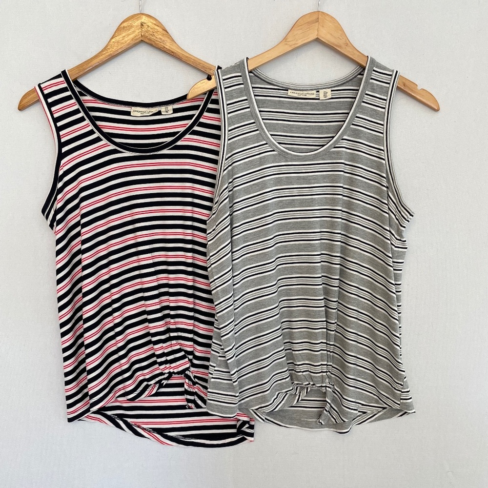 CHRISTIAN SIRIANO Women’s Medium Lot of 2 Striped Twist Hem Tank Tops
